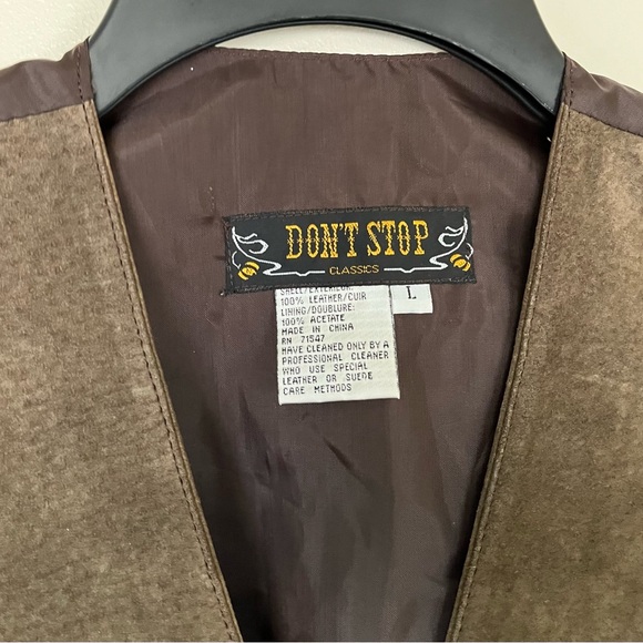 Vintage Don’t Stop Suede Leather Vest Country Western Brown Snaps Size M - Picture 3 of 4